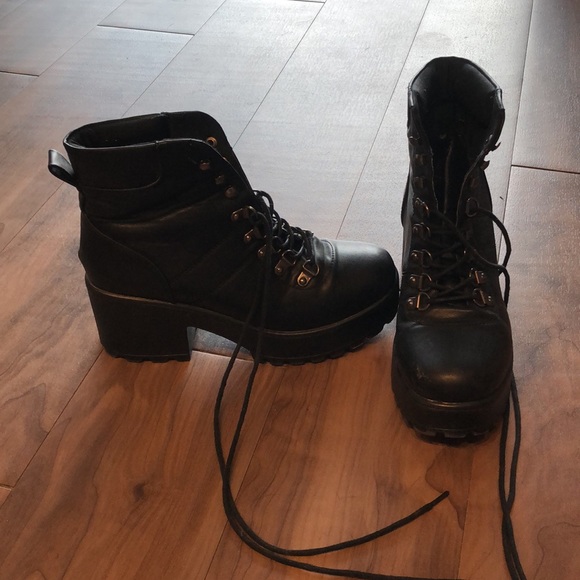 Shoes - Black Lace Up Boots